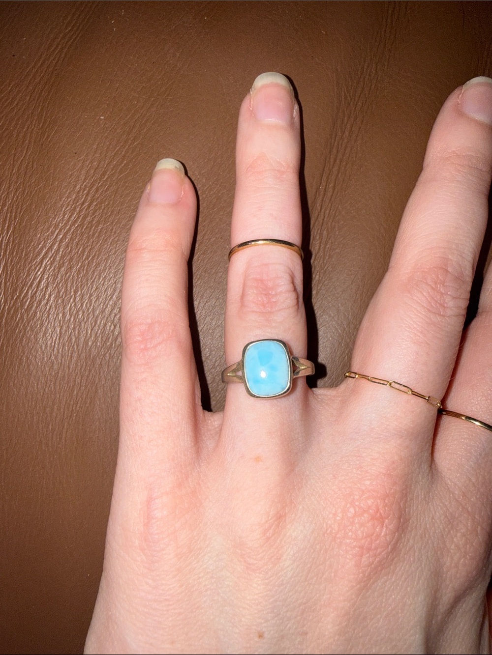 Sterling Silver Larimar Stone Ring -Size 6